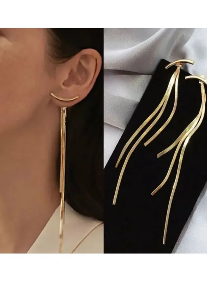 Elegant Gold Plated Long Earrings For Women