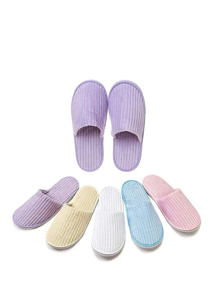 5 Pairs SPA Slippers Disposable Slippers Thick Soft Cotton Velvet Hotel Slippers for Home Travel Wedding Fits Most Men and Women
