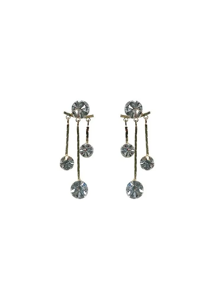 Golden Fashion Long Tassel Crystal Earrings