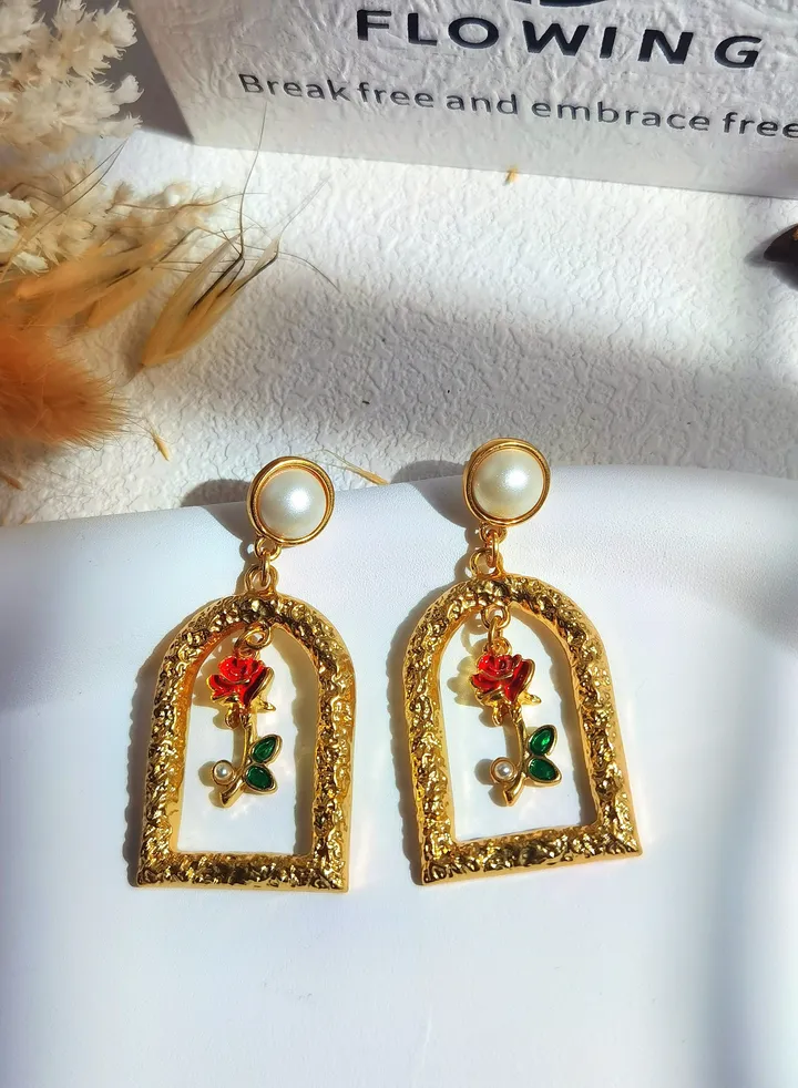 Colorful glass window earrings