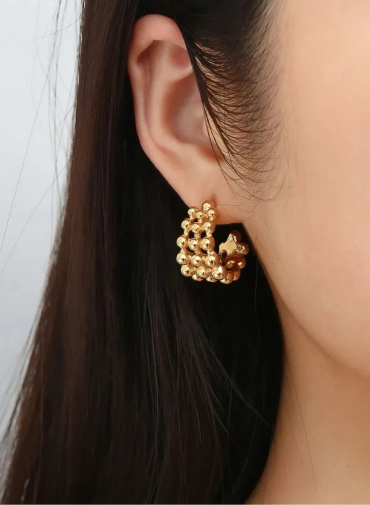 Elegant Stainless Steel Gold Plated Earrings For Women