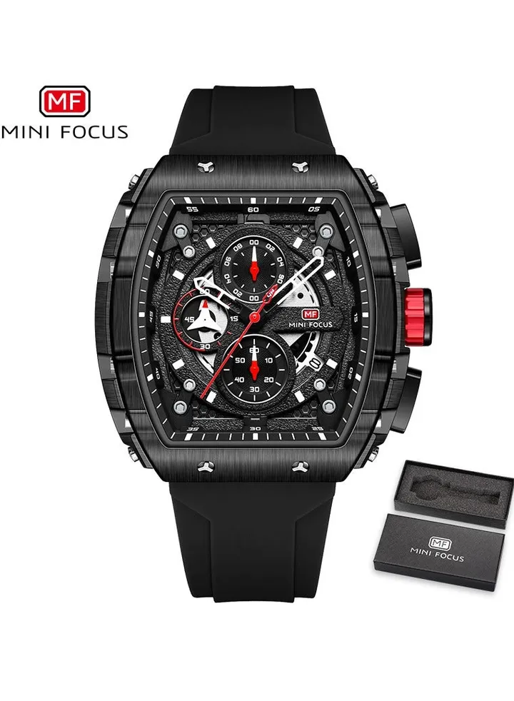Watches For Men Luminous Water Resistant Sports Watch With Silicone Strap - Black