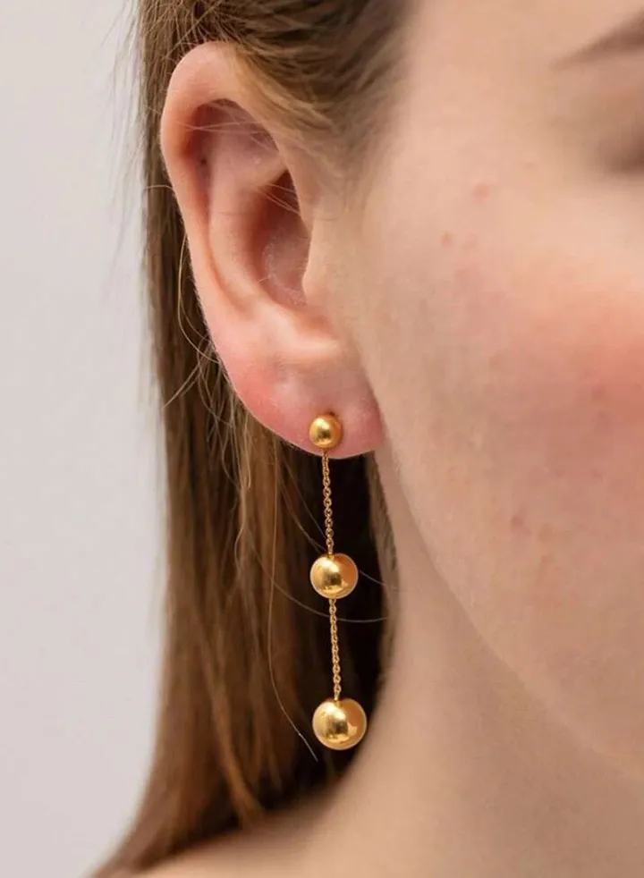 Elegant Stainless Steel Gold Plated Drop Earrings
