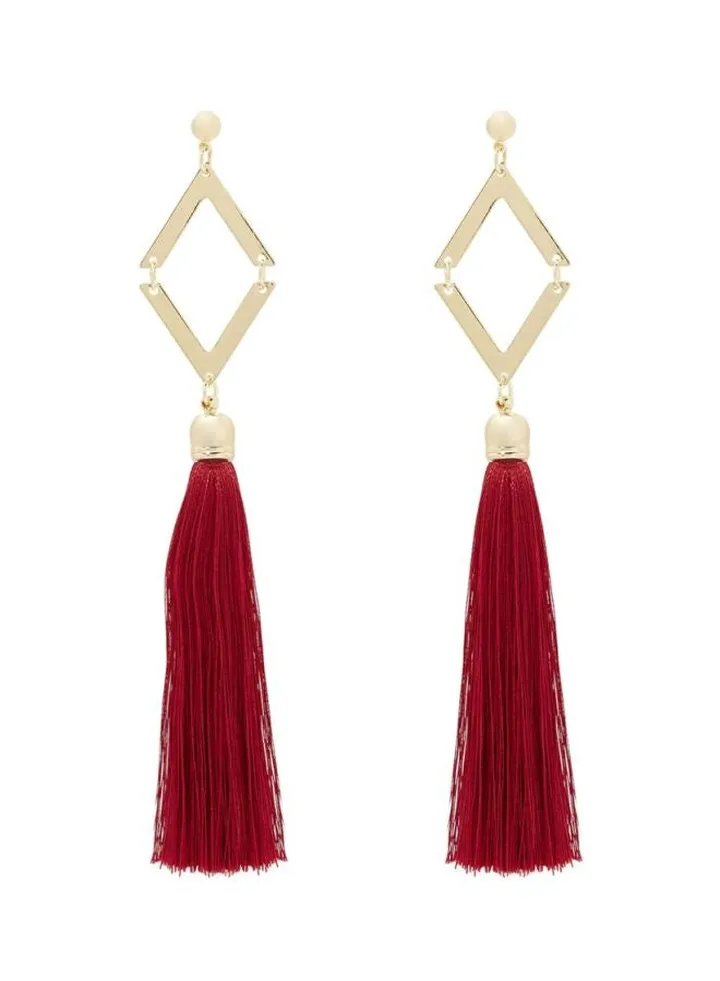 Diamond Shaped Tassel Earrings
