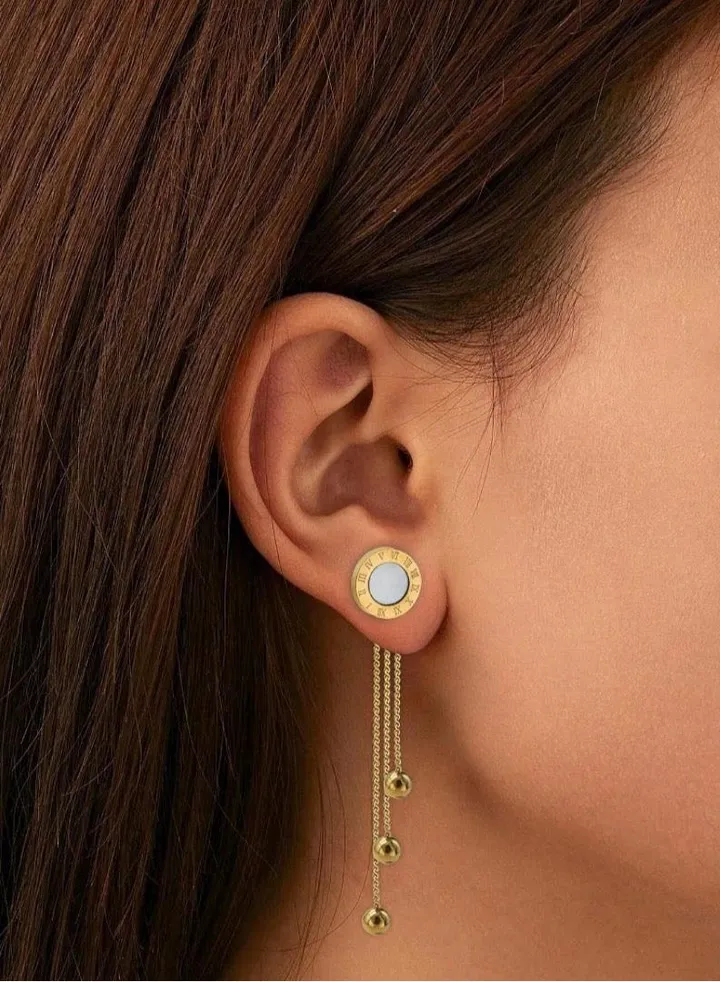 Elegant Stainless Steel Gold Plated Drop Earrings