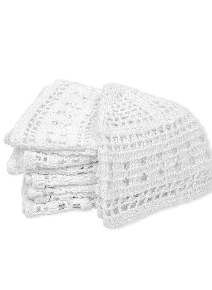 White Casual Shawl Cap 6 Pieces