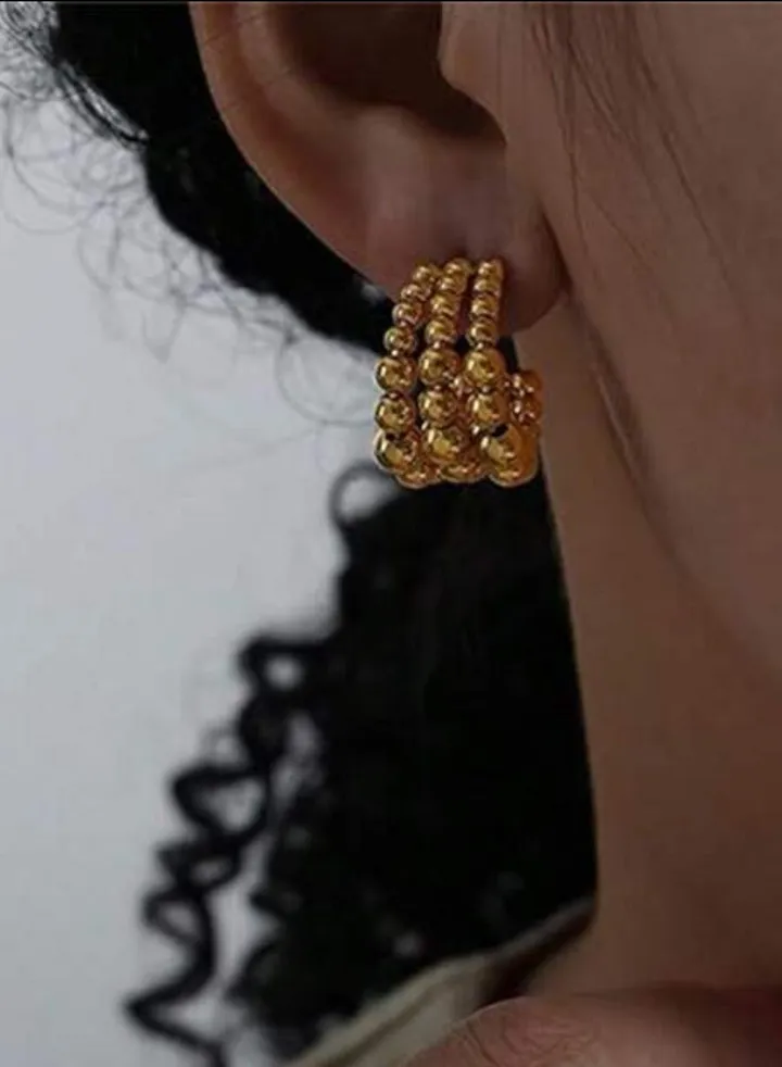 Elegant Stainless Steel Gold Plated Earrings For Women