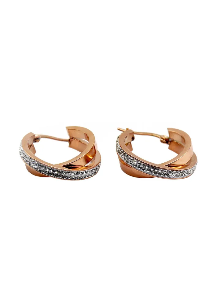 Women's Stainless Steel Rose Gold Earrings - LC.E.01058.440