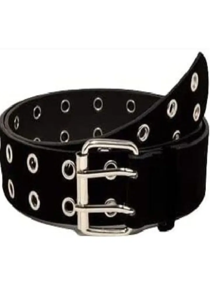 Belt with perforated decorative metal buckle