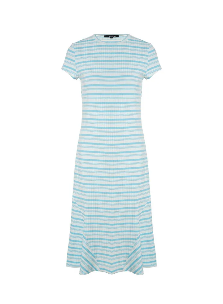 Women's Casual Plain Basic Design Long Evening Maxi Short Sleeve Knit Dress 48075 - #9