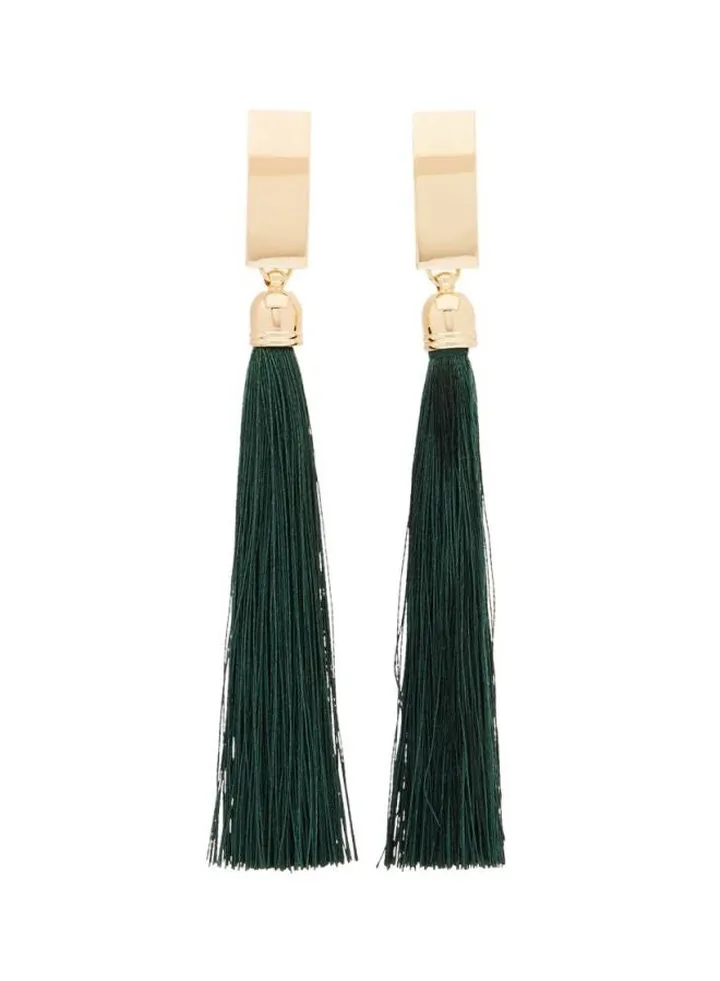 Rectangular Head Tassel Dangle Earrings