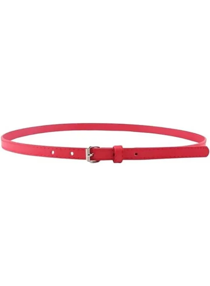 Thin leather belt for women (red)