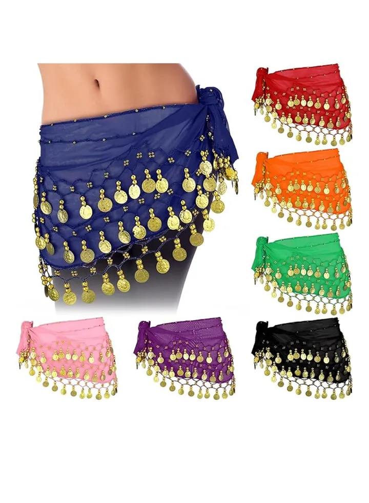 7pcs Dance Scarf for Women, with Gold Coins
