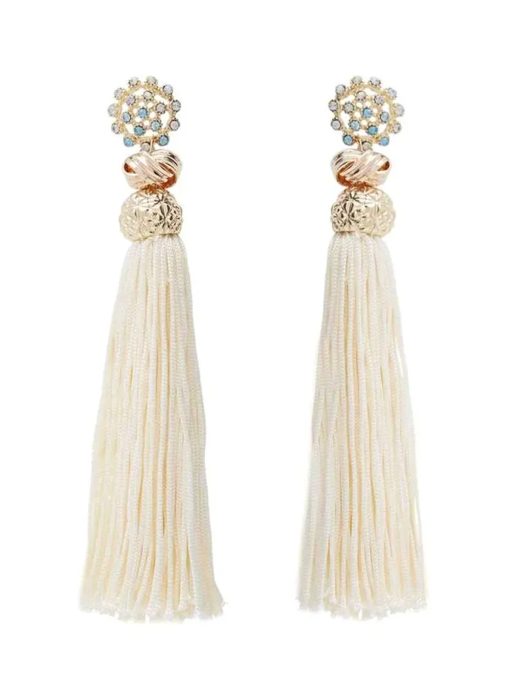 Crystal Studded Tassel Earrings