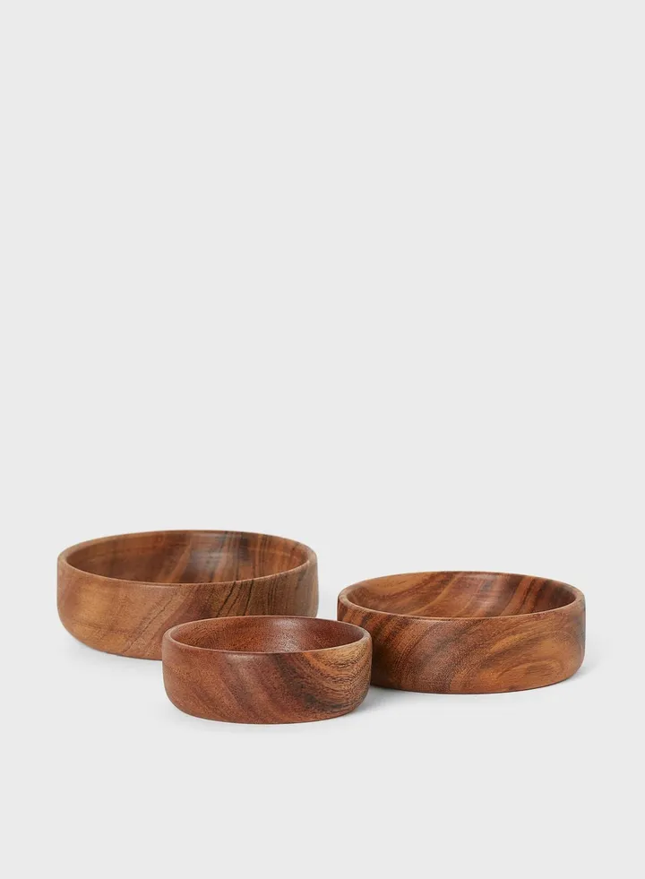3-Pack Wooden Bowls