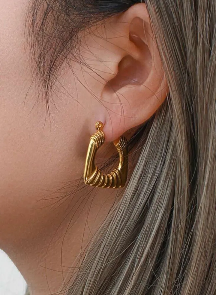 Elegant Stainless Steel Gold Plated Earrings For Women