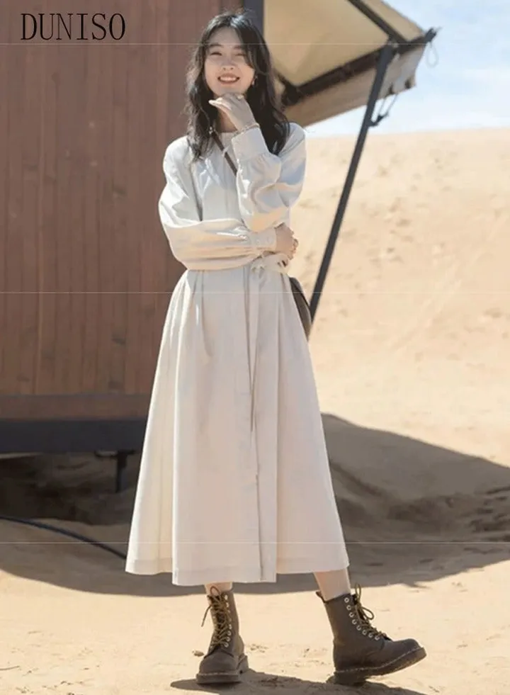 Women Elegant Casual Summer Spring Long Dress Button Down Front Long Sleeve Maxi Dress Long Cardigan Cover Ups Shirt Dresses With Belt