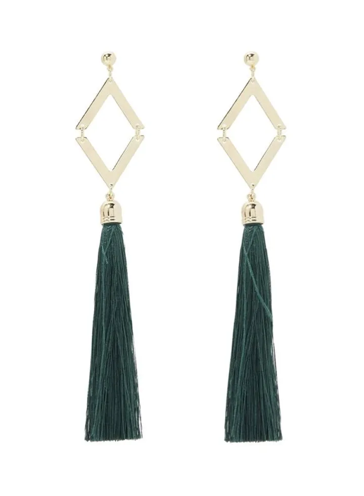 Diamond Shaped Tassel Earrings