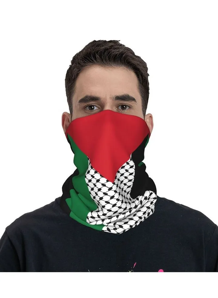 Palestine Scarf Mask , Palestine Flag Bandana Neck Gaiter Palestinian Hatta Kufiya Keffiyeh Pattern Magic Scarf Headband