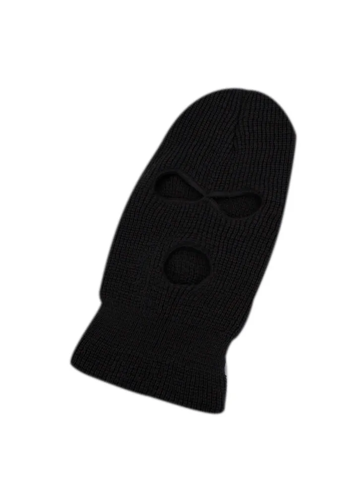 3-Hole Knitted Full Face Mask Black