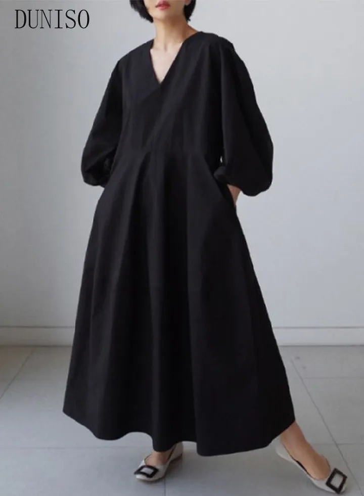 Women Elegant Casual Summer Autumn Long Dress V Neck Loose Casual Long Sleeve Maxi Dress Long Cardigan Cover Ups Shirt Dresses