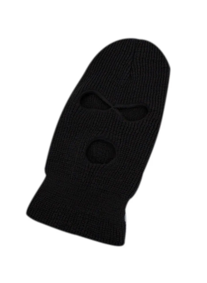 3-Hole Knitted Full Face Mask Black