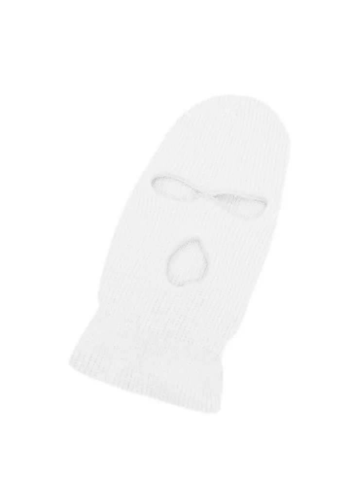 3-Hole Knitted Full Face Mask White