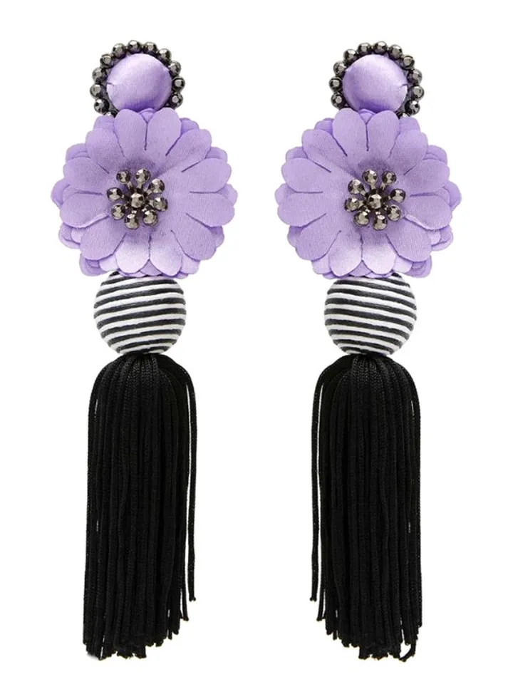 Flower Design Tassel Earrings