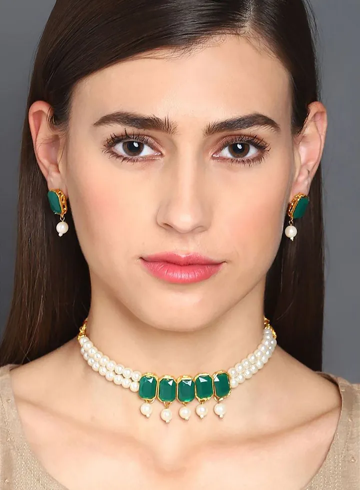 Gold_Plated Pearl Choker Set