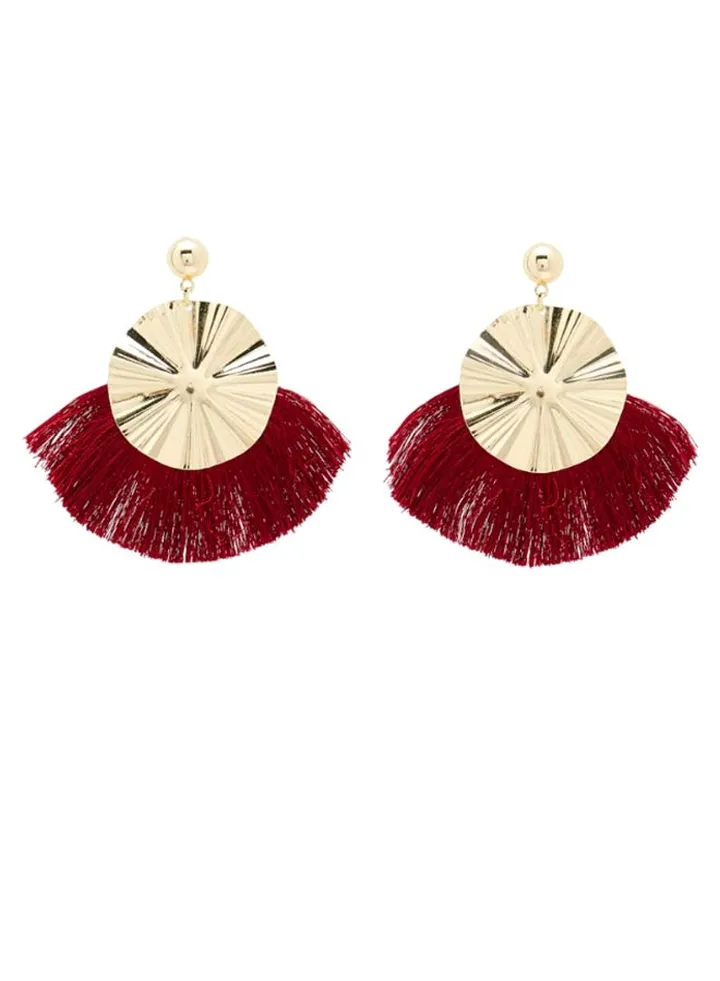 Round Shaped Tassel Earrings