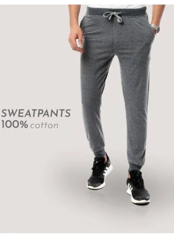 Taiee Stylish Casual Melton 100% Cotton Sweatpants - Grey