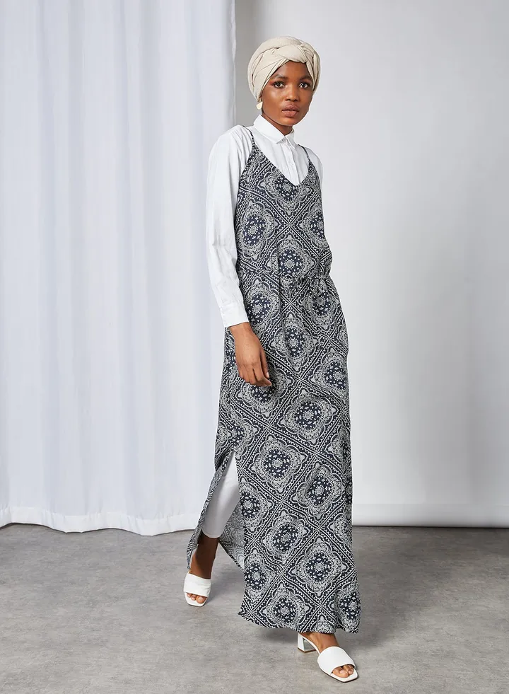 Doily Print Cami Maxi Dress Sky Captain