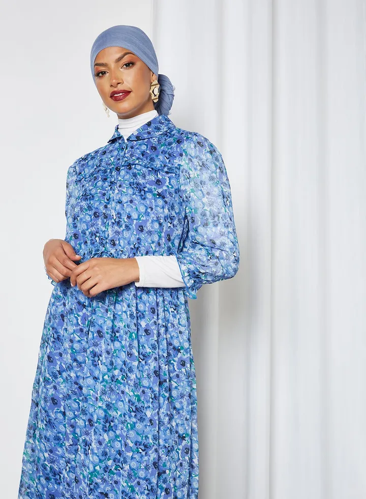 Printed Maxi Dress Dazzling Blue