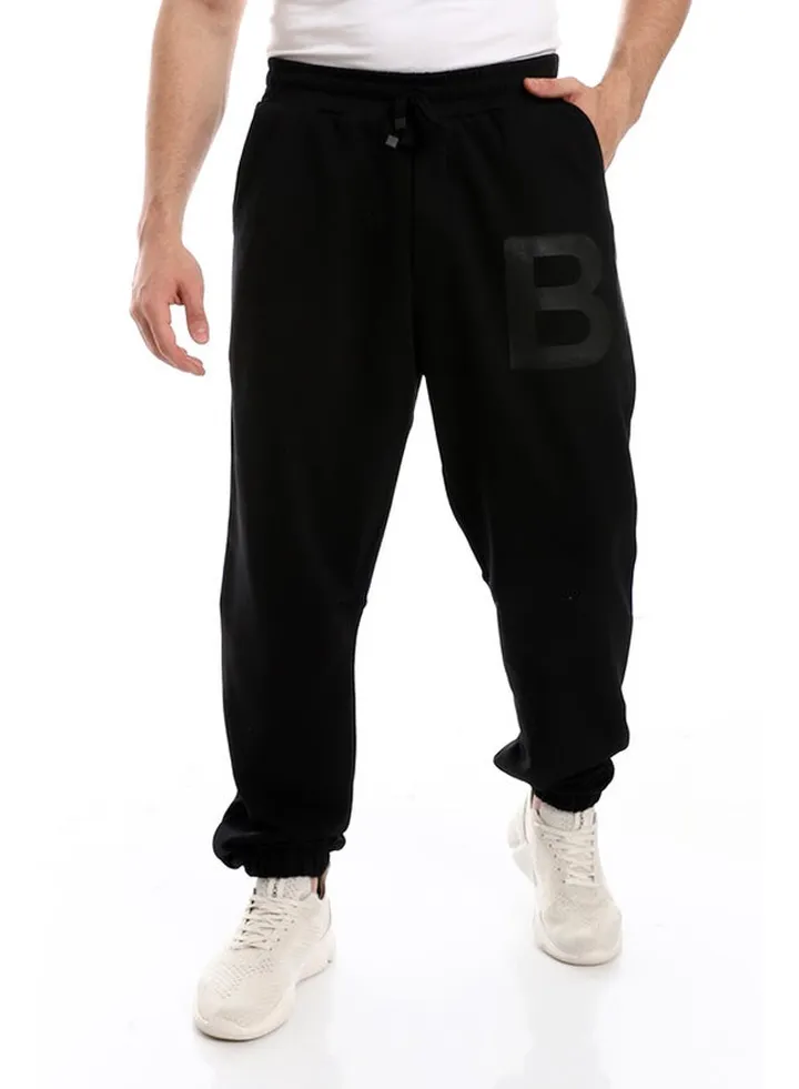 Cotton Black Pants With Side Print
