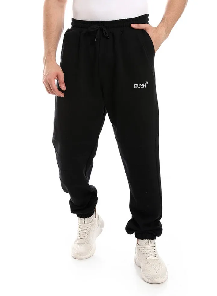 Cotton Elastic Waist Pants - Black