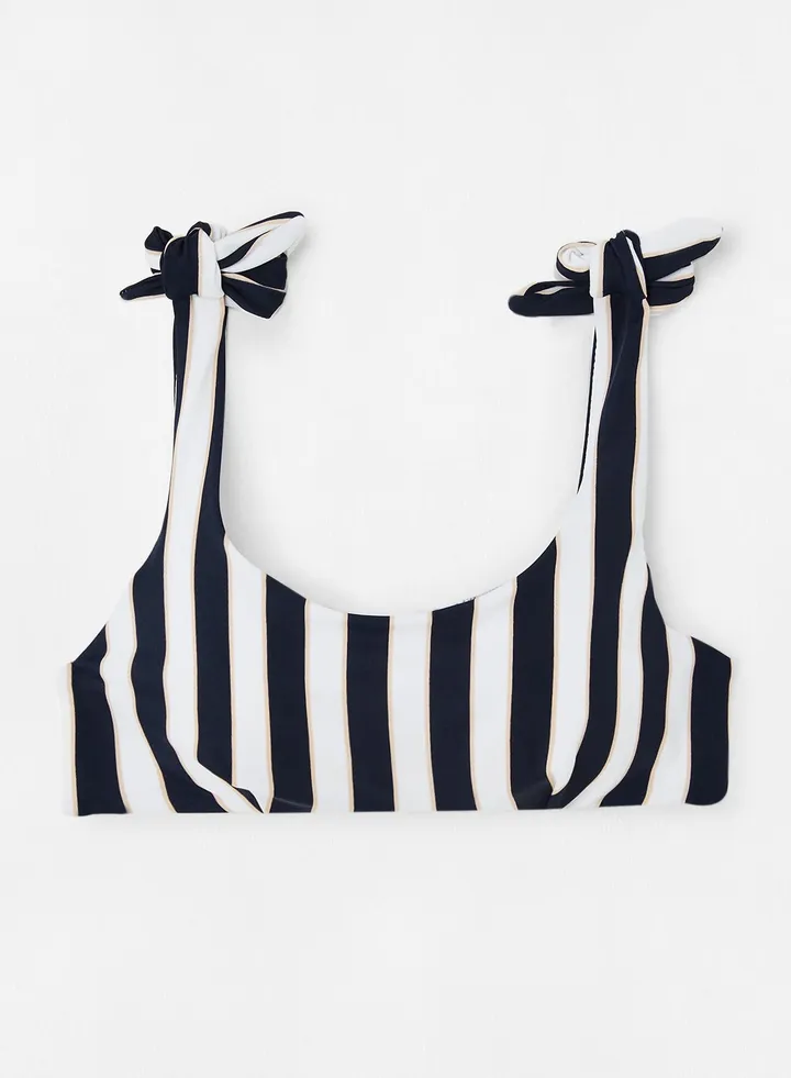 Striped Bikini Top Navy/White