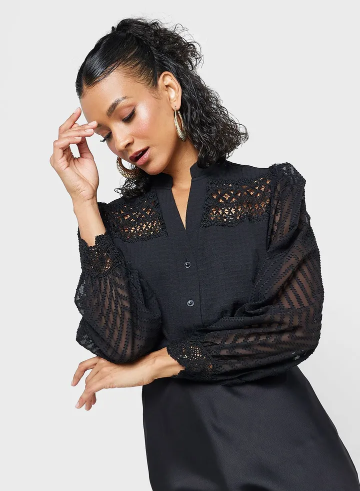 Hollow Out Lace Shirt