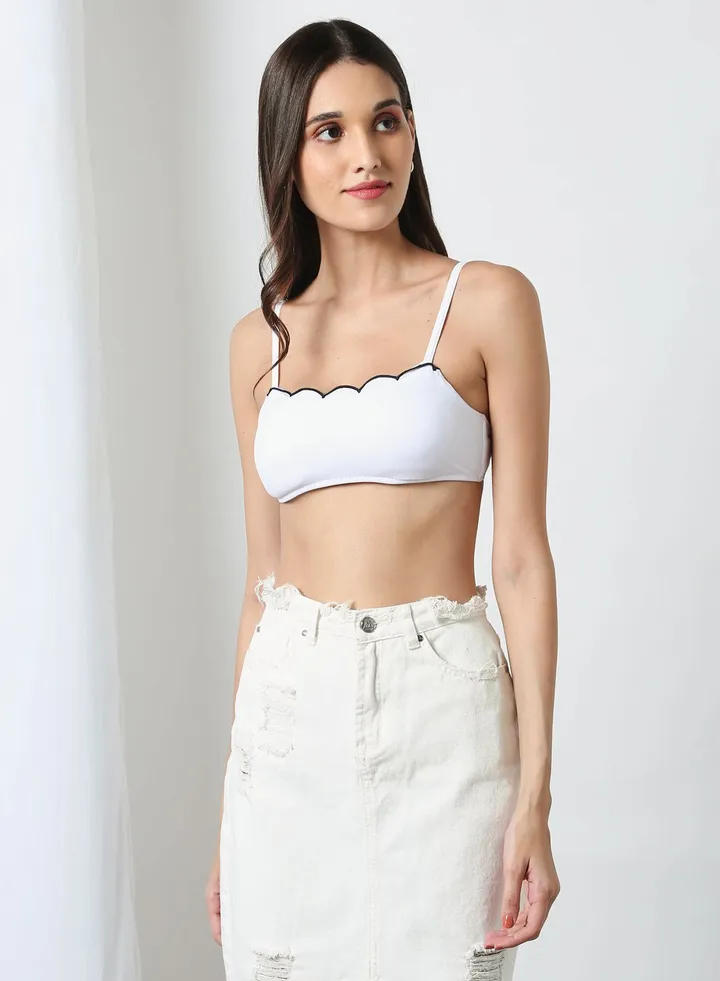Lettuce Trim Bikini Top White