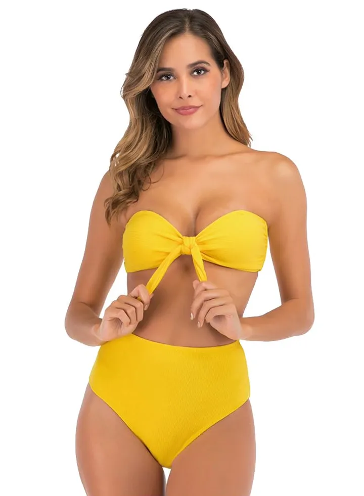 Bow Tie Detail Bikini Yellow