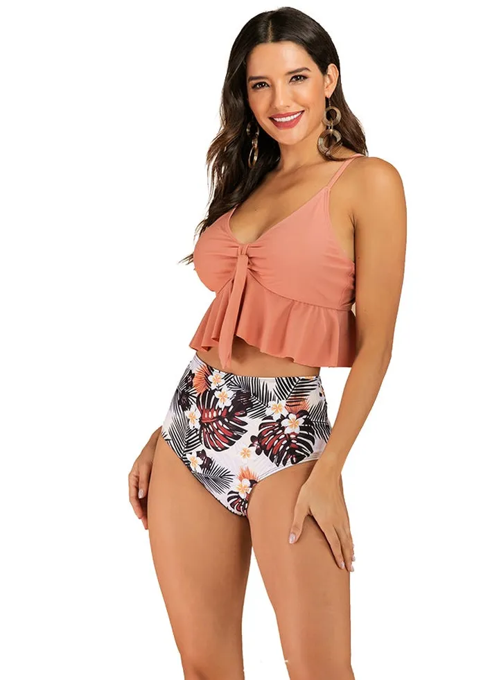 Ruffle Detail Bikini Salmon
