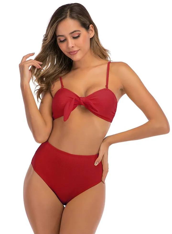Bow Tie Detail Bikini Red