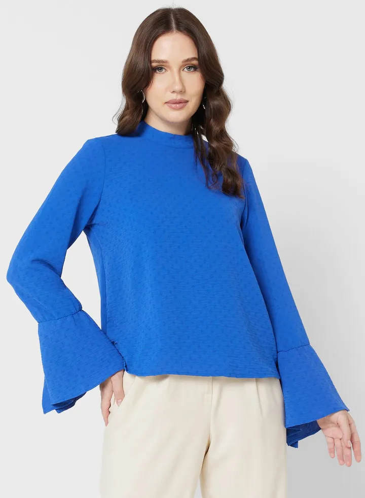 Flared Sleeve Knitted Top