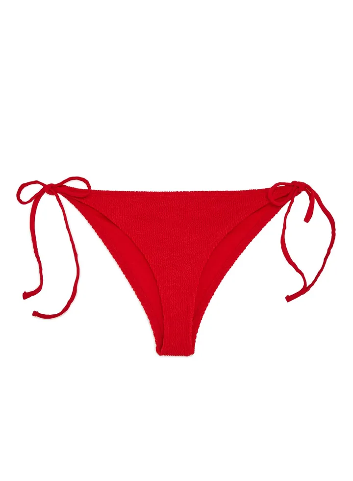 Smocked Triangle Bikini Panty Red