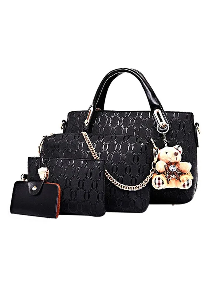 4-Piece Teddy Bear Décor Bag Black