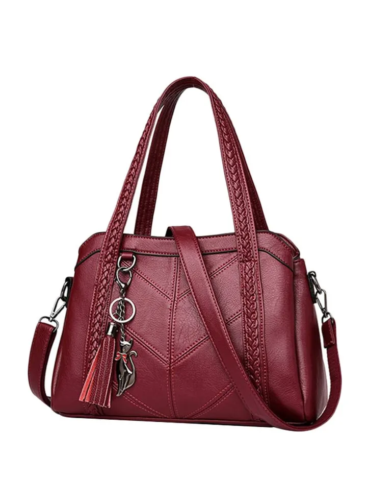 Women Leather Handbag Red