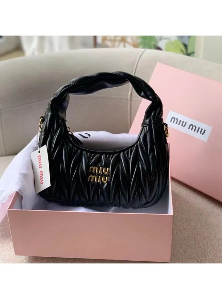 Miu Miu PleatedCross-body Shoulder Bag Handbag 20*14.5*6cm