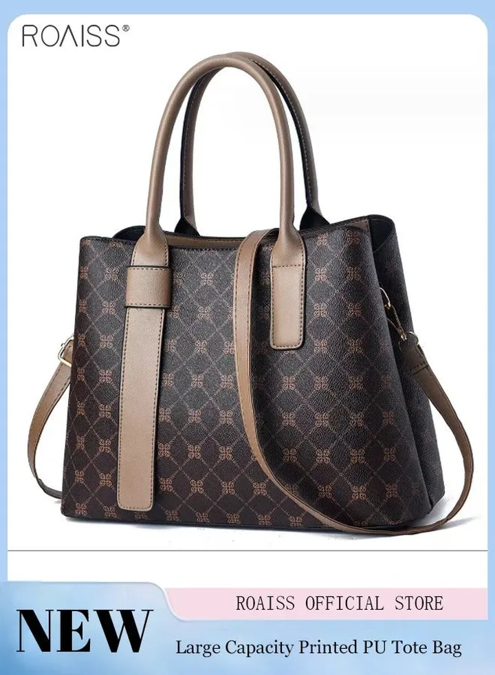 Women's Plaid Pu Leather Handbag Irregular Strap Decoration Large Capacity Waterproof Crossbody Bag Detachable Shoulder Strap Shoulder Bag