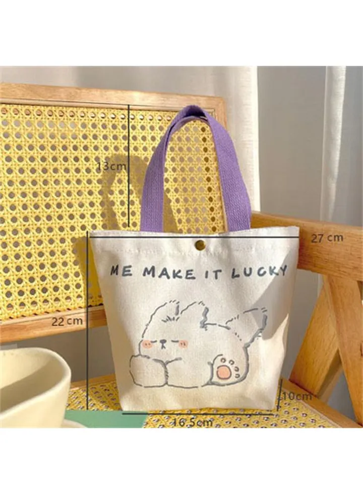 Tote Bag Canvas One Shoulder Portable Large Capacity for Shopping Cute Cartoon Student Gift Sleepy Bunny
