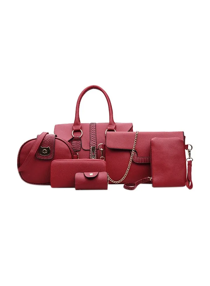 6-Piece Fashion Bags Red
