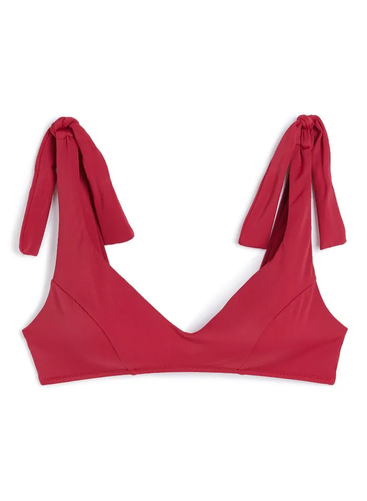 Tie Strap Bikini Top Dark Pink